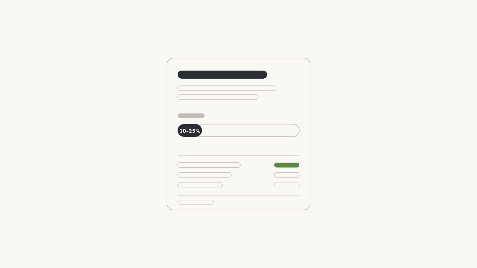 Builder deposit agreement showing a 10 to 25 percent deposit range
