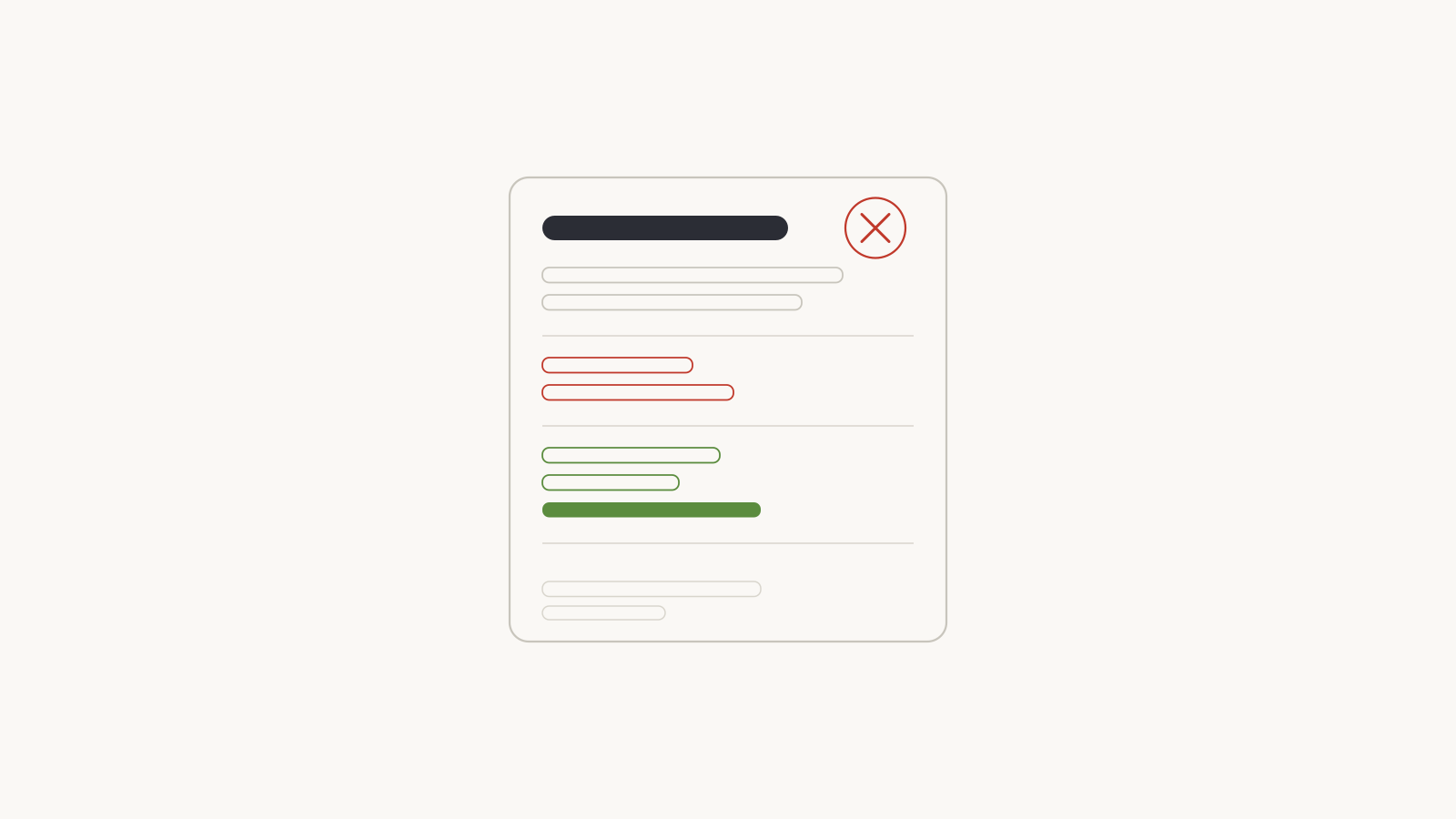 Contractor checklist with warning marks